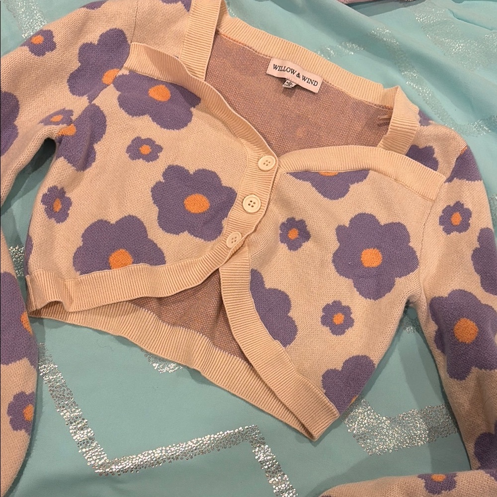Purple Floral Women's Sweater